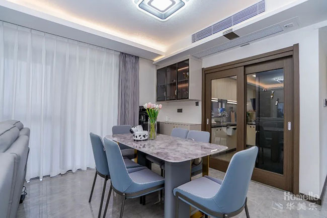 106㎡四居，簡約與色彩的和諧搭配，合理軟裝布局實用性拉滿